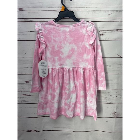 Wonder Nation Pink Tie Dye 3/4 Ruffle Sleeves You Are Loved Girl's Dress Size 4T - Picture 2 of 6
